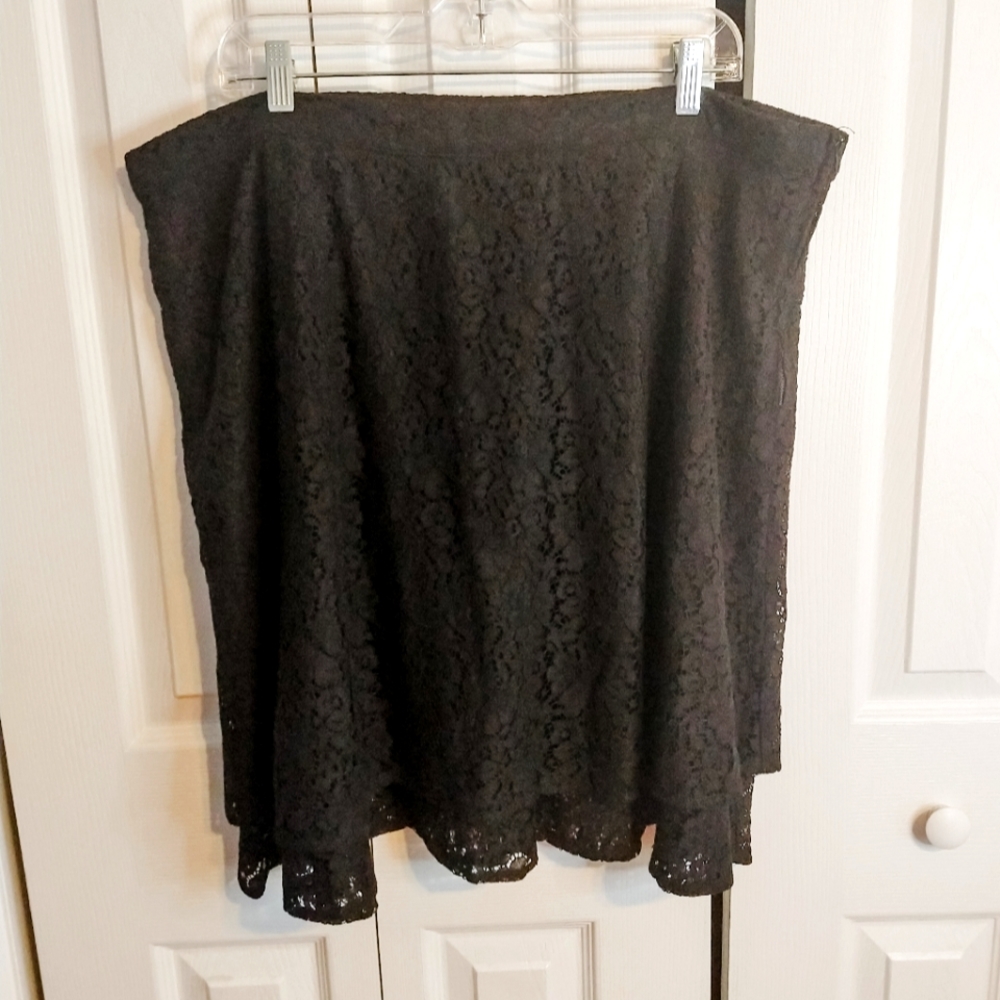 ModCloth Black Lace A-Line 2 Tiered Skirt Sz 2X